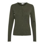 Groene Melange Cardigan met Ronde Hals Saint Tropez , Green , Dames