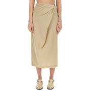 Wollen Midi Rok met Haak Alysi , Beige , Dames