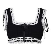 Gerimpelde Strap Crop Top For Love & Lemons , Black , Dames