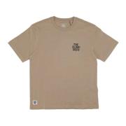 Khaki Tee met Timber Borduurwerk Element , Beige , Heren