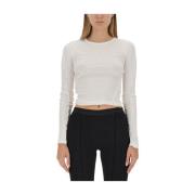 Katoenen Jersey Longsleeve Top Helmut Lang , White , Dames