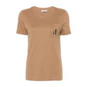 Geborduurd Logo Beige T-shirt Max Mara , Beige , Dames