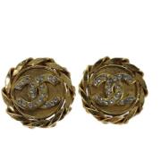 Pre-owned Metal earrings Chanel Vintage , Yellow , Dames