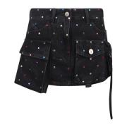 Strass Denim Rok The Attico , Black , Dames