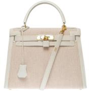 Pre-owned Leather handbags Hermès Vintage , White , Dames