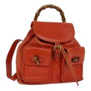 Pre-owned Leather backpacks Gucci Vintage , Orange , Dames