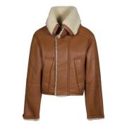 Shearling Peacoat Victoria Beckham , Brown , Dames