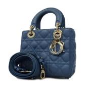 Pre-owned Leather handbags Dior Vintage , Blue , Dames