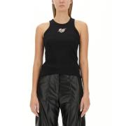 Mouwloze katoenen top Msgm , Black , Dames