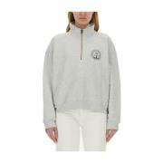 Logo Sweatshirt, Comfortabel en Stijlvol Sporty & Rich , Gray , Dames