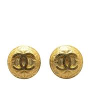 Pre-owned Metal earrings Chanel Vintage , Yellow , Dames