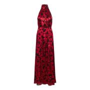 Rode Bladeren Maxi Jurk met Metalen Bloemmotieven Gestuz , Red , Dames