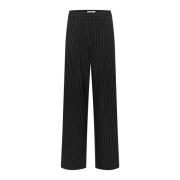 Zwart Gestreepte Wijde Pijp Broek Gestuz , Black , Dames