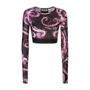 Zwarte lange mouwen top stijlvolle vrouwen Versace Jeans Couture , Bla...