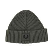 Logo Beanie Muts Acryl Katoen China Fred Perry , Gray , Heren