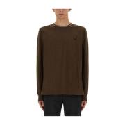 Logo Print Katoenen Longsleeve Top Fred Perry , Brown , Heren