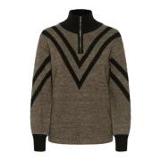 Bruine Gebreide Pullover Sweater Kaffe , Brown , Dames