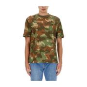 Camouflage Print T-shirt Moschino , Green , Heren