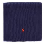 Blauwe wollen herensjaal met iconisch Pony-borduursel Ralph Lauren , B...