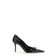 Leren strikken pumps gemaakt in Italië Versace , Black , Dames