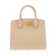 Luxe Leren Studio Box Handtas Salvatore Ferragamo , Beige , Dames