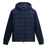 Blauwe Donsjas met Rits Capuchon Woolrich , Blue , Heren