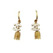 Pre-owned Metal earrings Chanel Vintage , Yellow , Dames