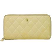 Pre-owned Leather wallets Chanel Vintage , Beige , Dames