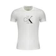 Heren T-shirt met korte mouwen van katoen Calvin Klein , White , Heren