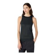 Mouwloze wollen top met zijsplitten Massimo Alba , Black , Dames