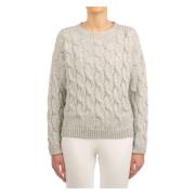 Grijze Gebreide Ronde-Hals Trui Le Tricot Perugia , Gray , Dames