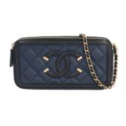 Pre-owned Leather handbags Chanel Vintage , Blue , Dames