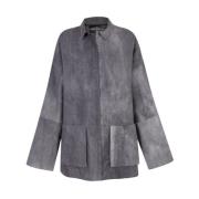 Rocco, overshirt in linnen en zuivere wol lila mêlee Cortana , Gray , ...