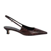 Leren Catrina pumps met enkelband aeyde , Brown , Dames