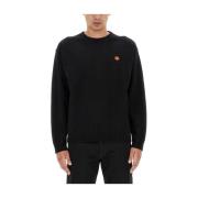 Logo Print Ronde Hals Gebreide Trui Sweatshirt Kenzo , Black , Heren