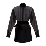 Transparante jurk met fluwelen riem Dolce & Gabbana , Black , Dames