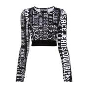 Zwarte longsleeve top voor vrouwen Versace Jeans Couture , Black , Dam...