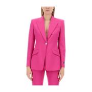 Medusa Single-Breasted Wollen Blazer Versace , Pink , Dames