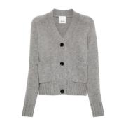 Grijze Timberwolf Geribbelde Cardigan Sweater Allude , Gray , Dames