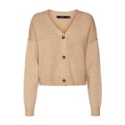 Gouden Link V-hals Cardigan Vero Moda , Beige , Dames