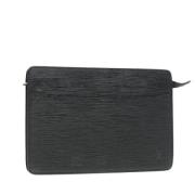 Pre-owned Leather clutches Louis Vuitton Vintage , Black , Dames