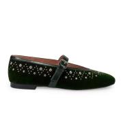 Groene Velvet Mary Jane Schoenen Bibi Lou , Green , Dames