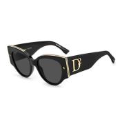 Gouden Detail Zonnebril Grijs Verloop Dsquared2 , Black , Dames