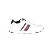 Witte Polyester Sneakers met Veters, Contrastdetails, Logo Tommy Hilfi...