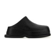 Wave Zwarte Leren Platform Slippers Alexander McQueen , Black , Dames