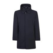 Blauwe Gewatteerde Jas met Capuchon Woolrich , Blue , Heren