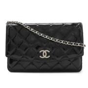 Pre-owned Leather wallets Chanel Vintage , Black , Dames