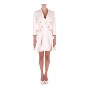 Stijlvolle Jurken met Logoknoppen Elisabetta Franchi , Beige , Dames