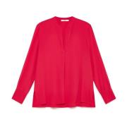 Fluid Crepe Shirt Maliparmi , Red , Dames