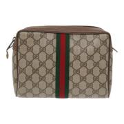 Pre-owned Leather clutches Gucci Vintage , Beige , Dames